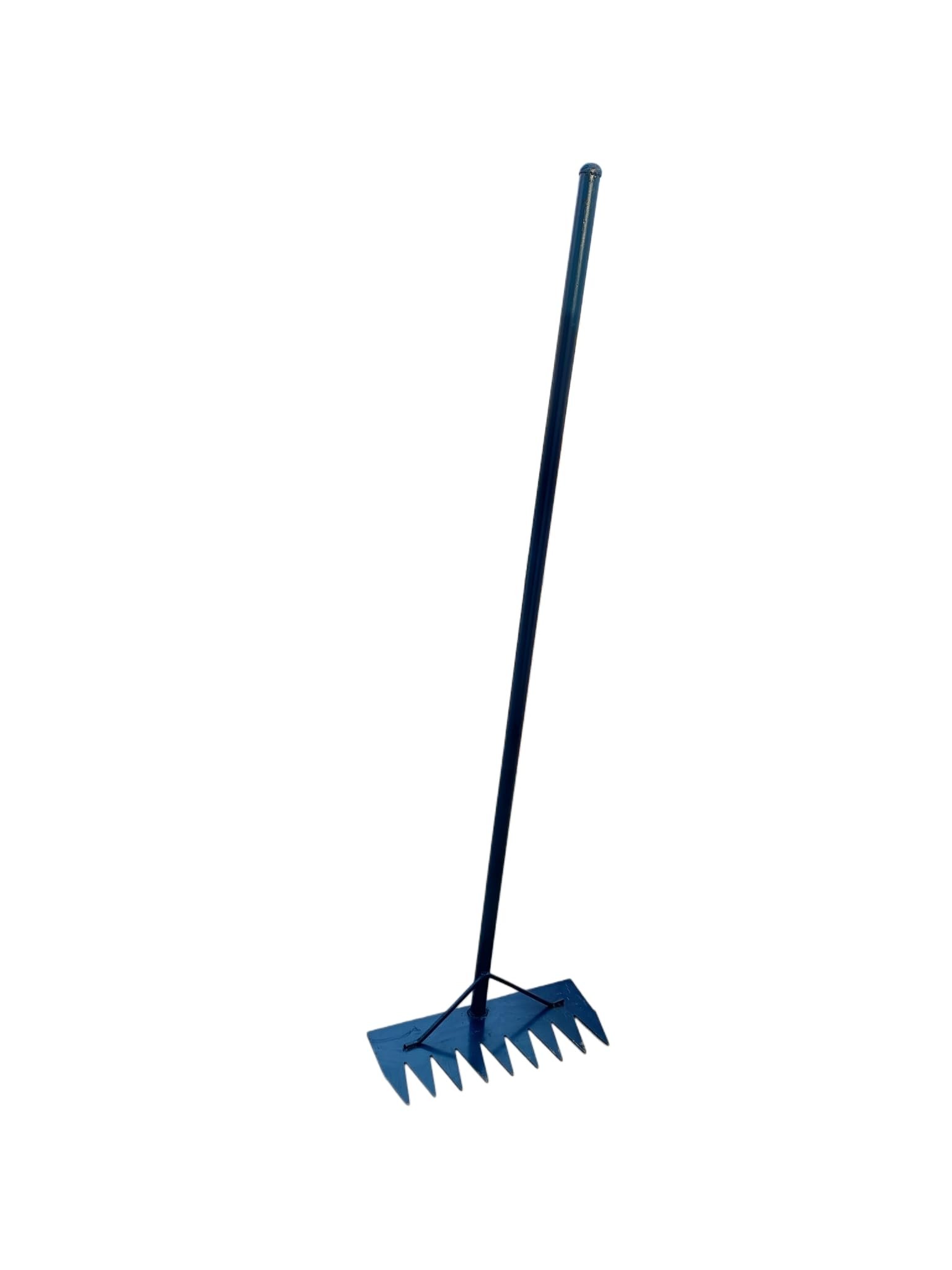Shree Somgiri Heavy Duty Iron Garden Rake with 4 FT Long Iron Handle Wide Sharp Iron Teeth -14 inch for Efficient Lawn & Yard Clean-up Multi-Purpose Garden Tool for Soil Leveling, Leaf Raking