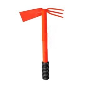 Garden Hoe with 3 Prongs, Carbon Steel Head and Ergonomic Rubber Grip for Weeding and Soil Cultivation (1N)