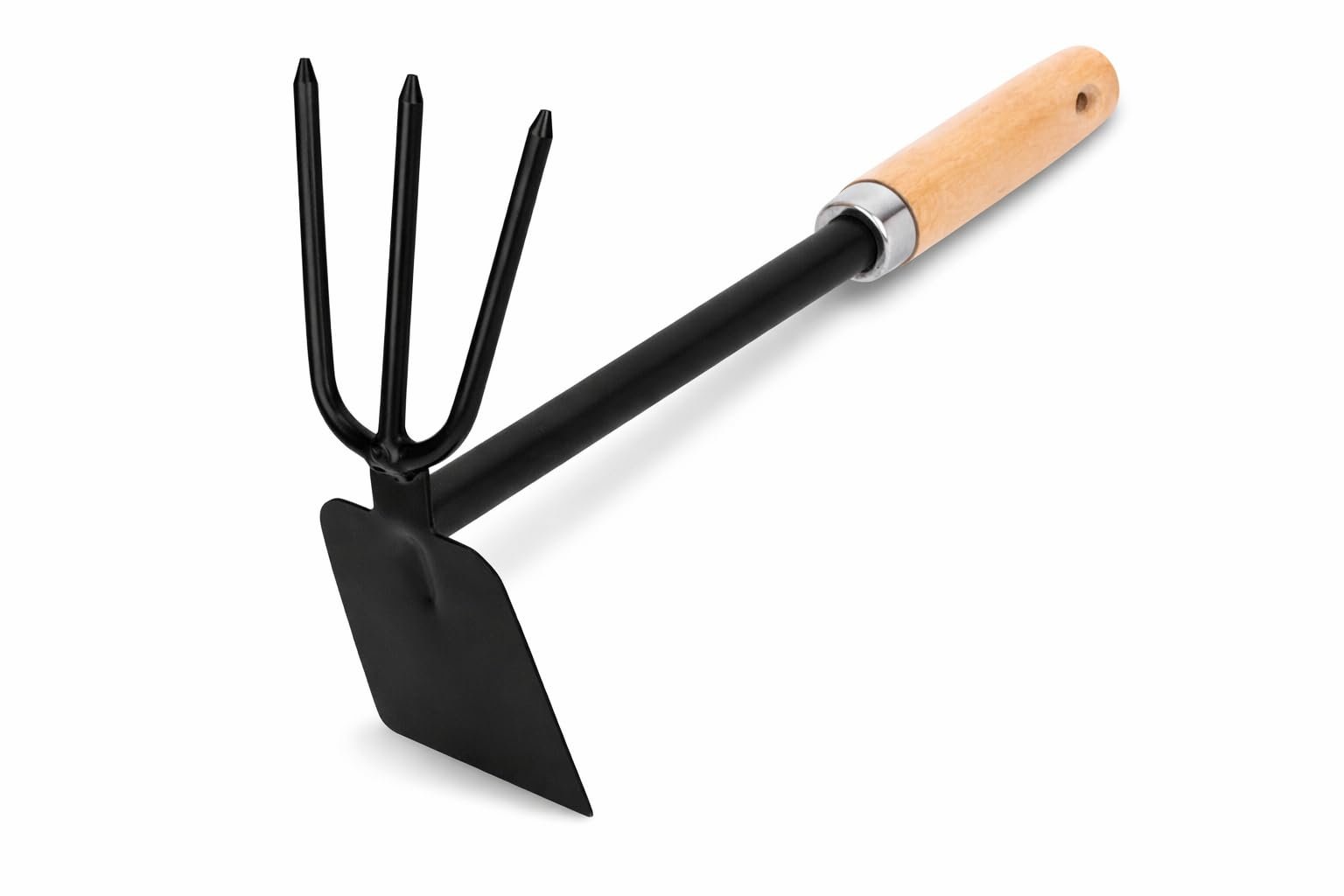 Garden Hand Cultivator with Hoe (Double Hoe, 2 in1 Heavy Duty Gardening Tool with Wooden Handle, Hand Weeder Rake for Loosening Soil, Digging & Planting for Home Garden Pots Yard - Image 4