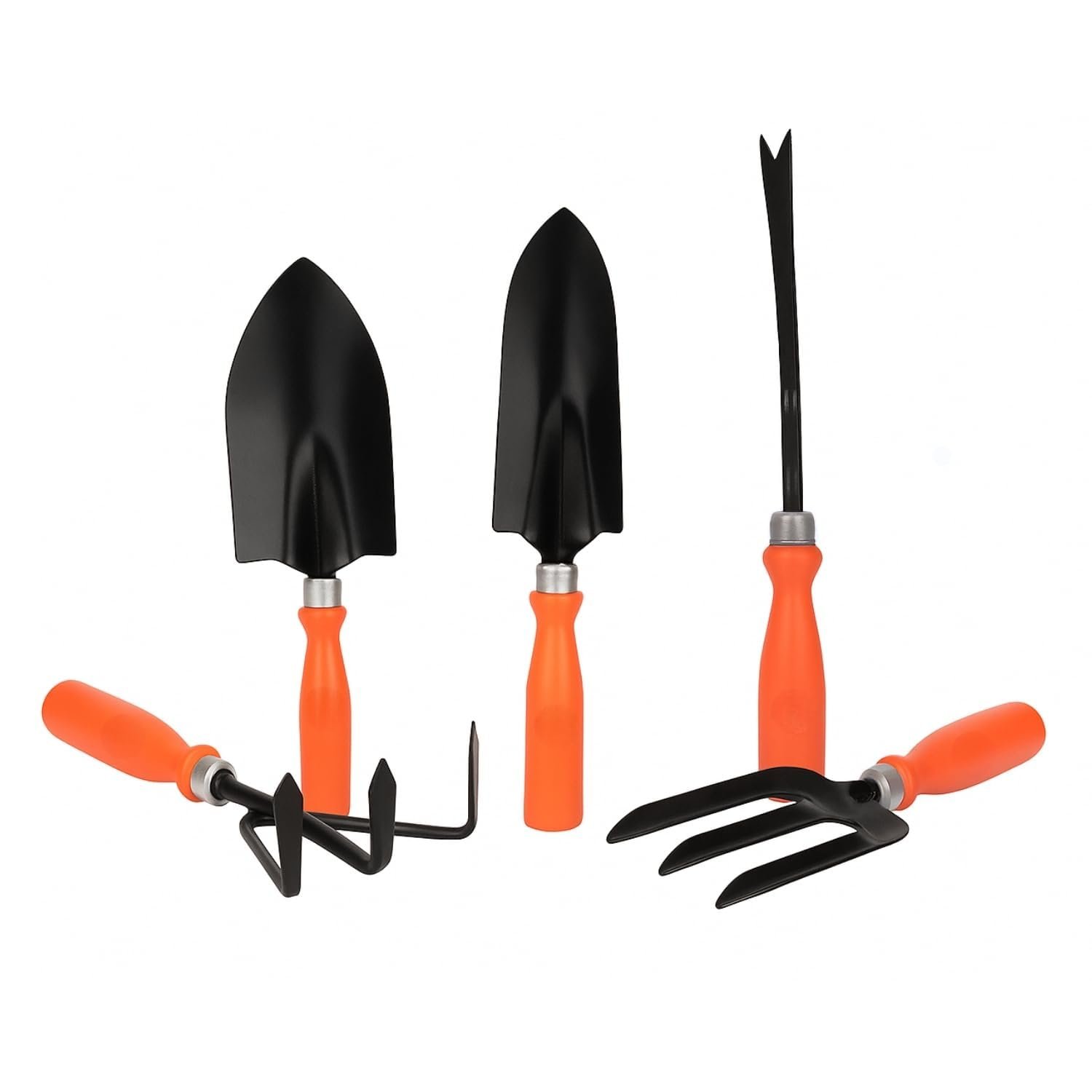 Gardening Hand Tools Set - 5 Pieces (Cultivator, Big and Small Trowel, Weeder, Fork) | Tools for Home Garden | Durable Plant Tool Kit | Farming Tools
