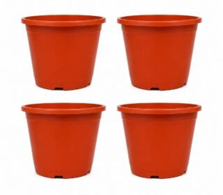 Plastic Plant Pot, 20x17 cm, Terracotta, Pack of 4