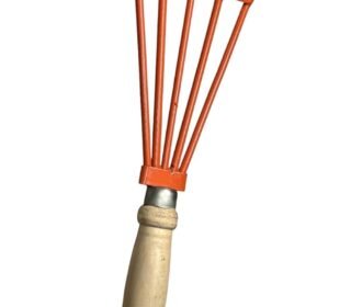 NADEEMS World Garden Hand Cultivator, 5-Tine Metal Head, Wooden Handle, Orange