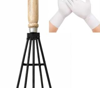 Hand Cultivator for Gardening, Heavy Duty Iron Tines with Wooden Handle, Soil Loosening & Weeding Tool, Garden Rake – Durable Shovel Rake|Tools for Gardening at Home & Farming Includes Gloves,