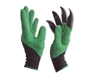 Gloves for Gardening Work – Heavy Duty Washable Gardening Gloves for Home Garden Use with ABS Claws on Right Hand Fingertips for Digging (Free Size, Green, Pack of 1)