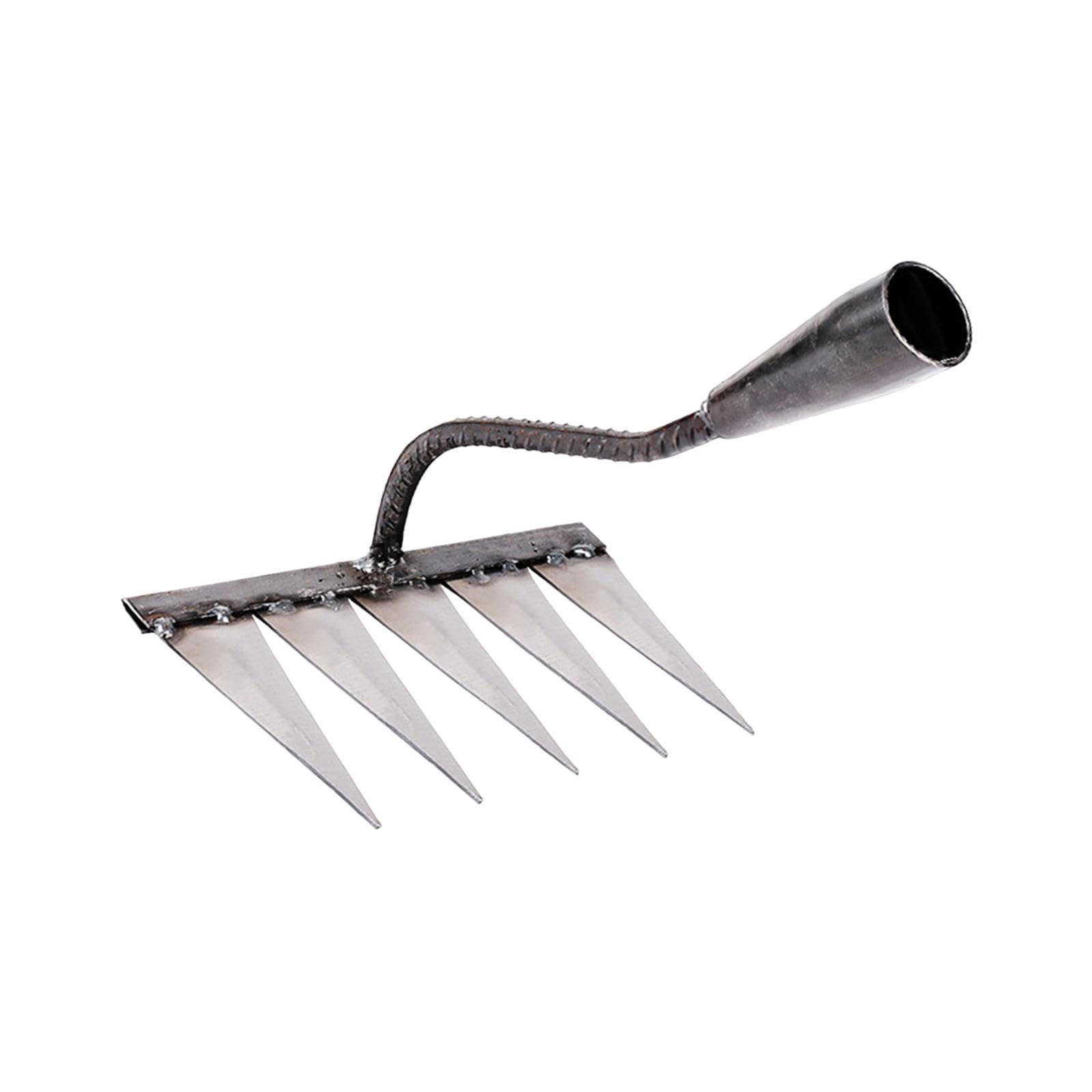 Garden Rake Hardened Strong Sharp Tines Rake for Gardening Mulching Backyard with 5 Tines - Image 5