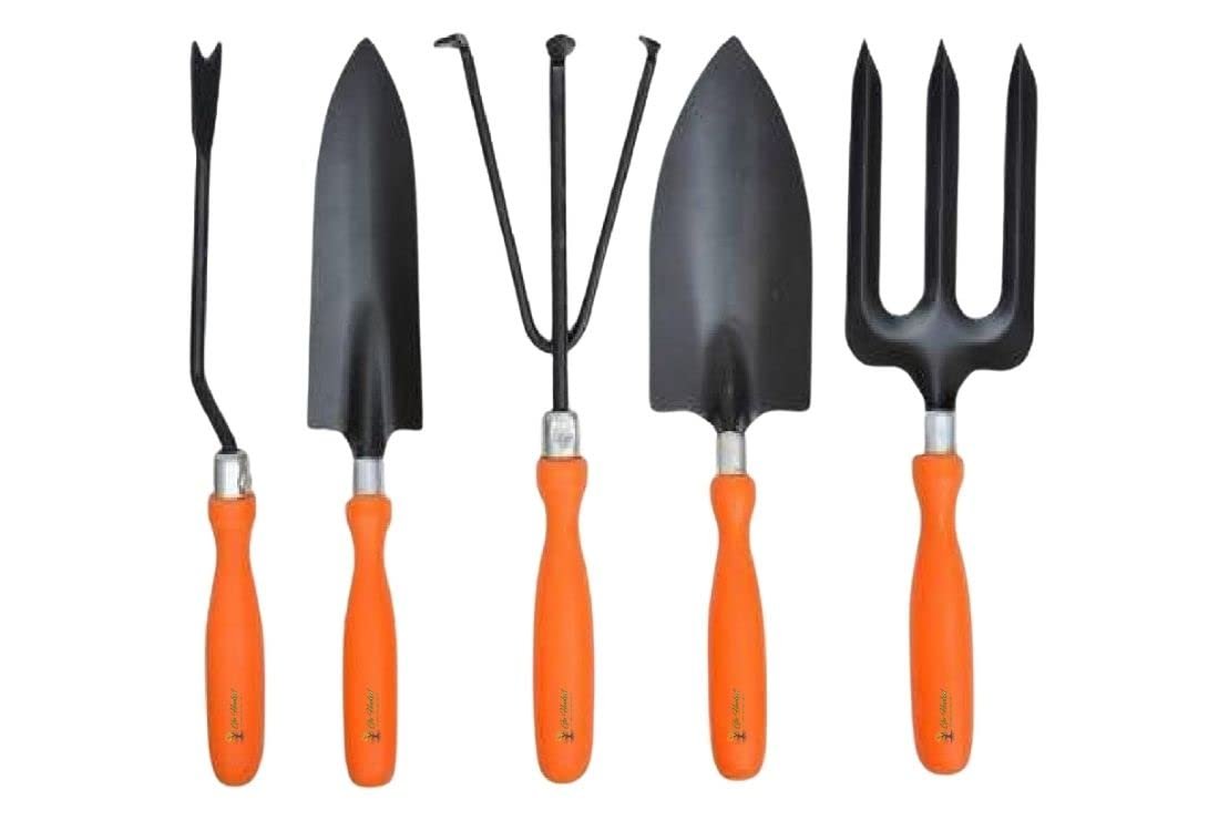 5 Pcs Gardening Tools Kit for All Your Gardening Needs (Orange & Black) (5 Pcs Set).