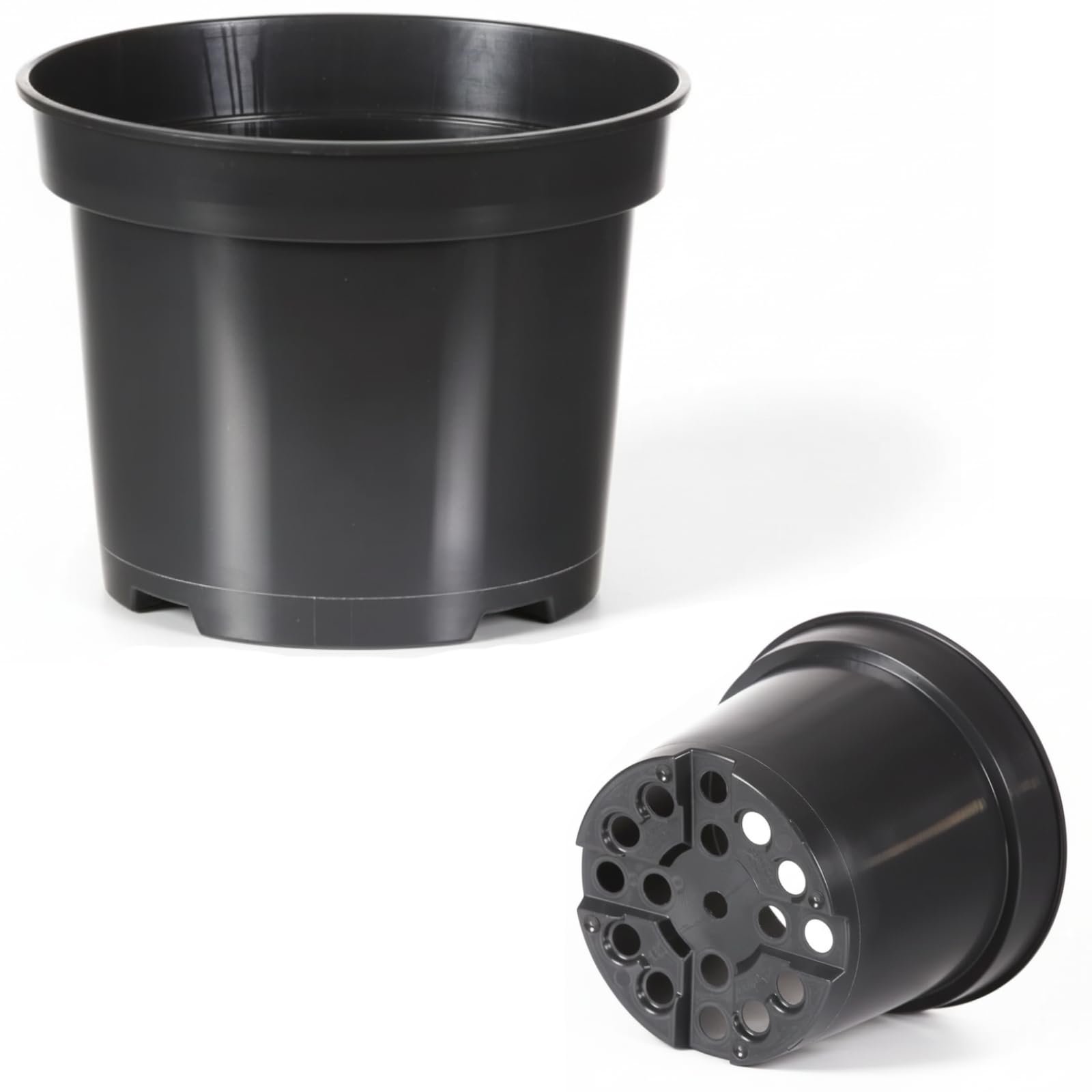Black Plastic Plant Pots 0.5L 1L 2L 5L 7.5L 10L 12L 15L – Flower, Nursery & Growing Containers, Reinforced Rim, Extra Drainage – Multi Pack 1–200 (5L, Pack of 10)