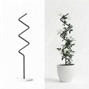 Plant Support Stakes| Trellis | Strong and Healthy Plant and Bonsai | Office Desk| Z- Trellis Stake for Pots Plants | Rustproof Black Iron Garden Stand | 15 Inch (6, Black)