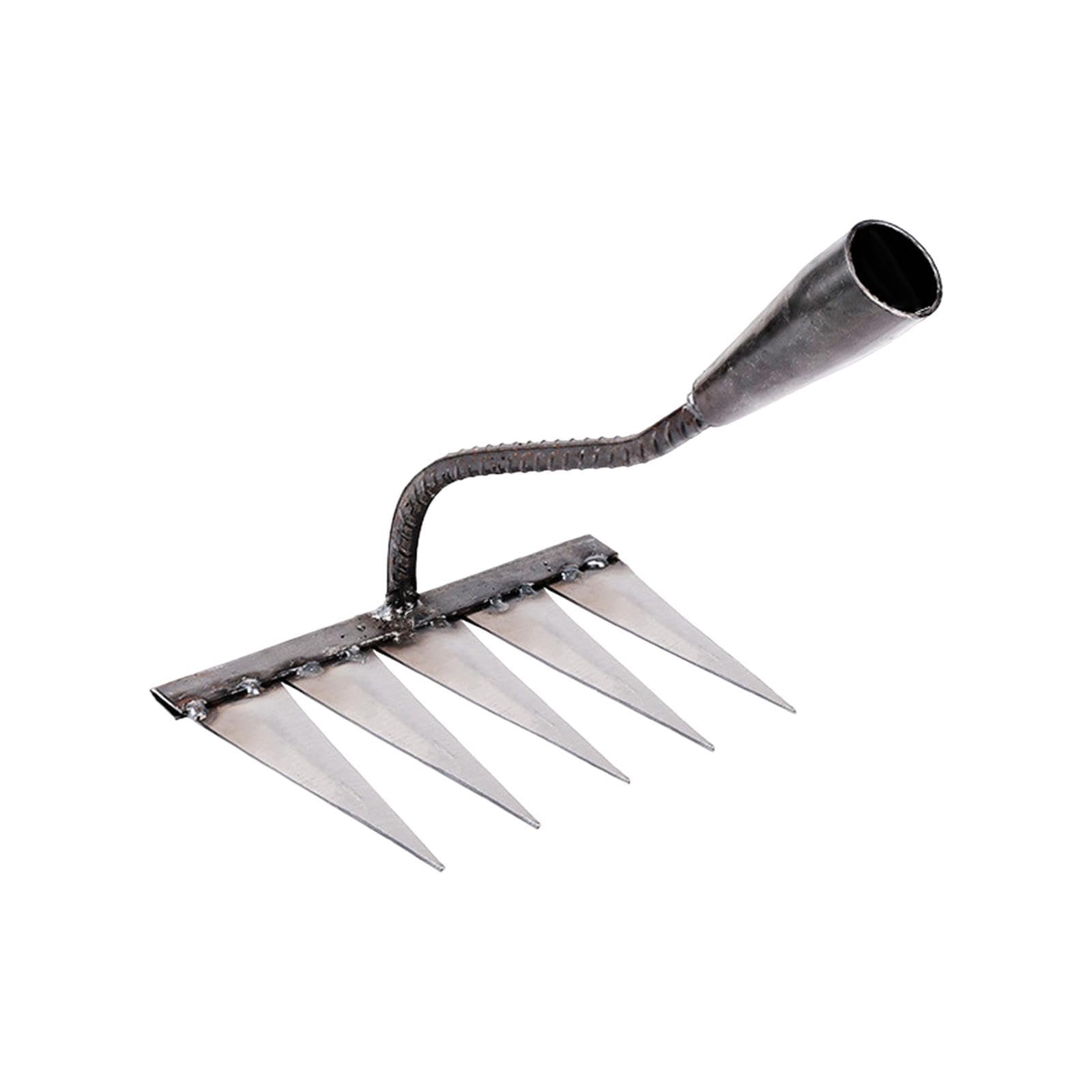 Garden Rake Hardened Strong Sharp Tines Rake for Gardening Mulching Backyard with 5 Tines - Image 3