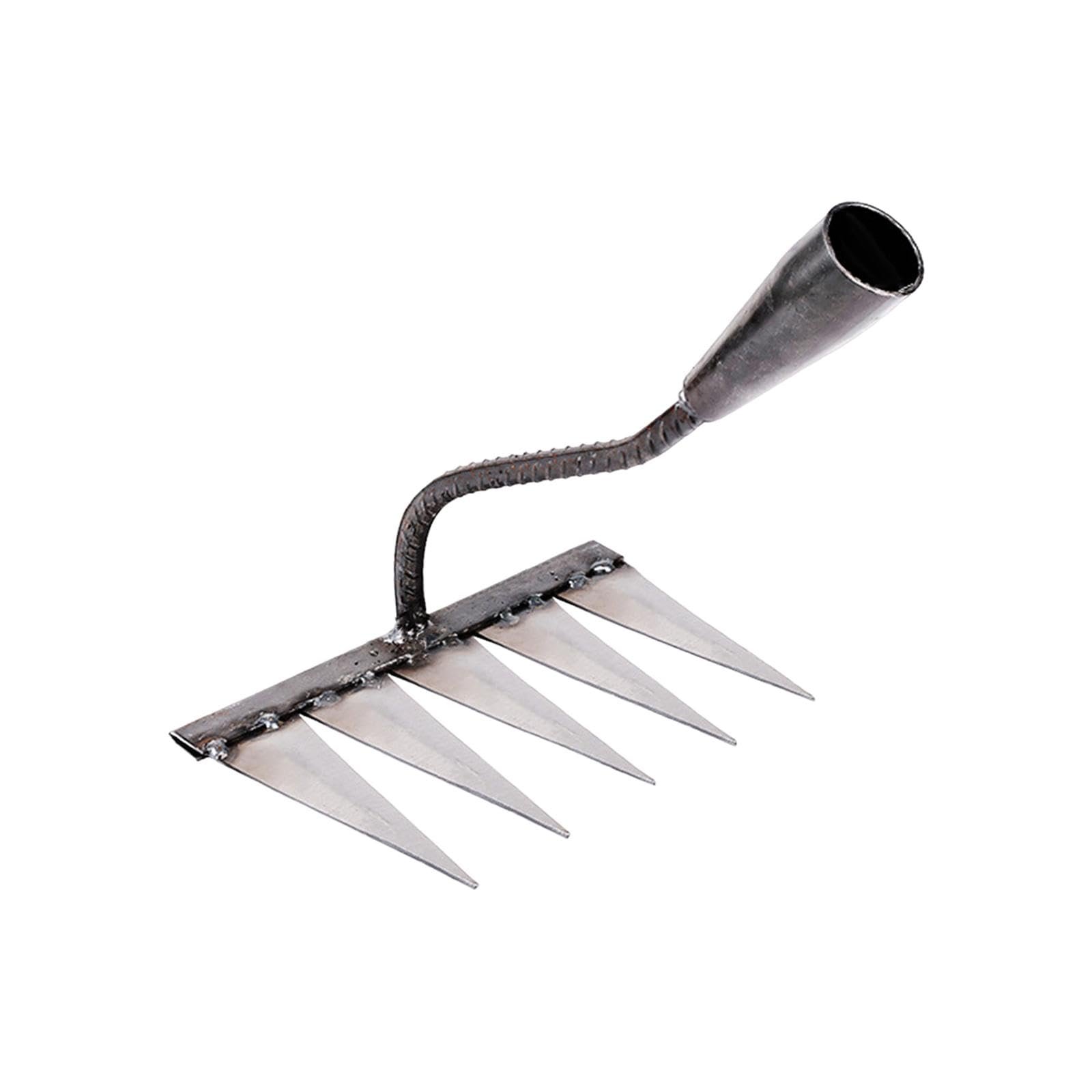 Garden Rake Hardened Strong Sharp Tines Rake for Gardening Mulching Backyard with 5 Tines
