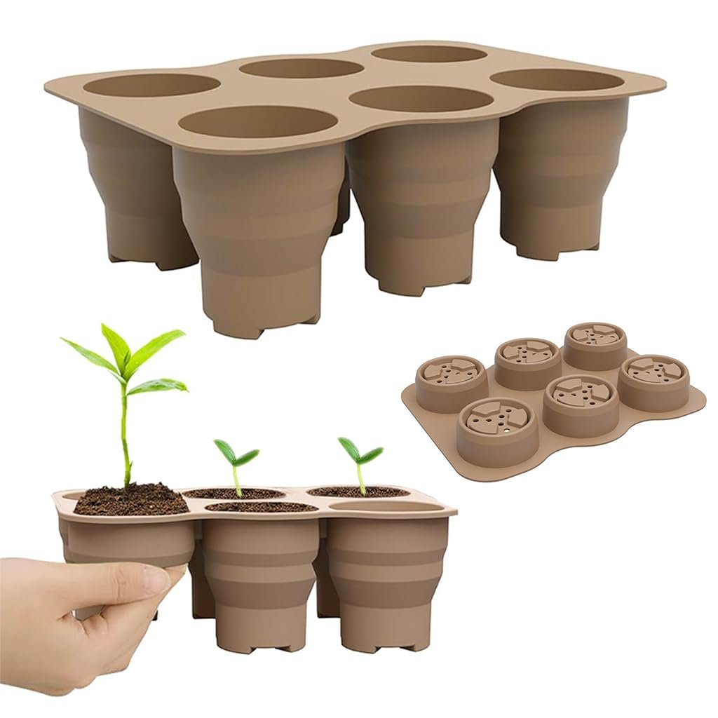 Silicone Seedling Tray, 6 Cell Reusable Germination Starter