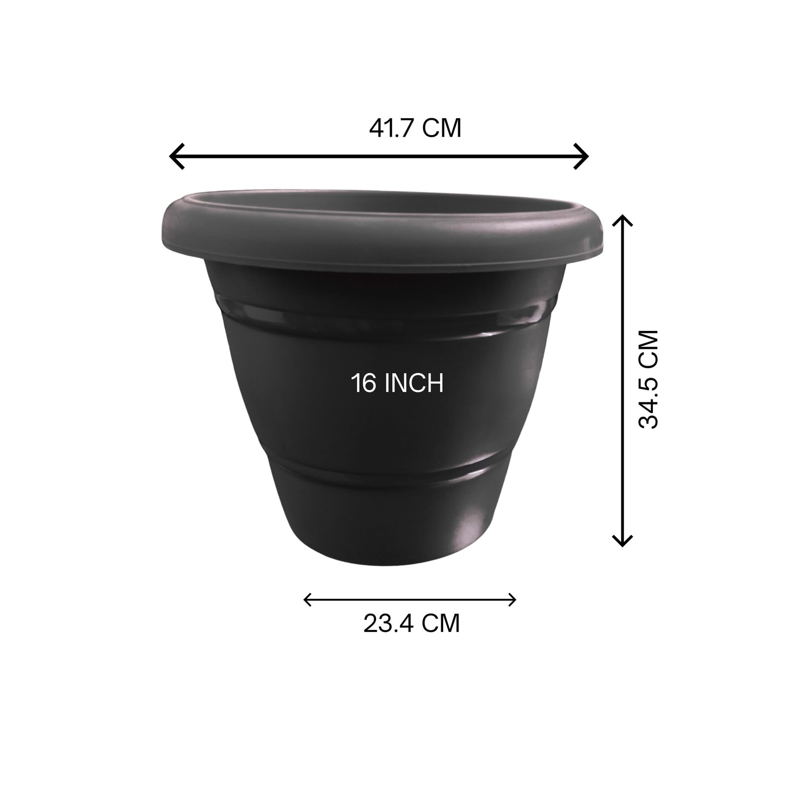 Ecocups Plastic Plant Pot – 16 Inch Durable Eco-Friendly Planter for Vegetables, Flowers & Indoor Outdoor Gardening | Strong Lightweight Plastic Pots | Set of 5 (Black) - Image 2