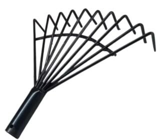Heavy Duty Steel Gardening Hand Rake Soil Tiller | Tooth Rake Garden Tool with Ergonomic Handle | Great for Lawn Leaf Clean up, Cultivating, Loosening Soil & Spreading Mulch (Black)