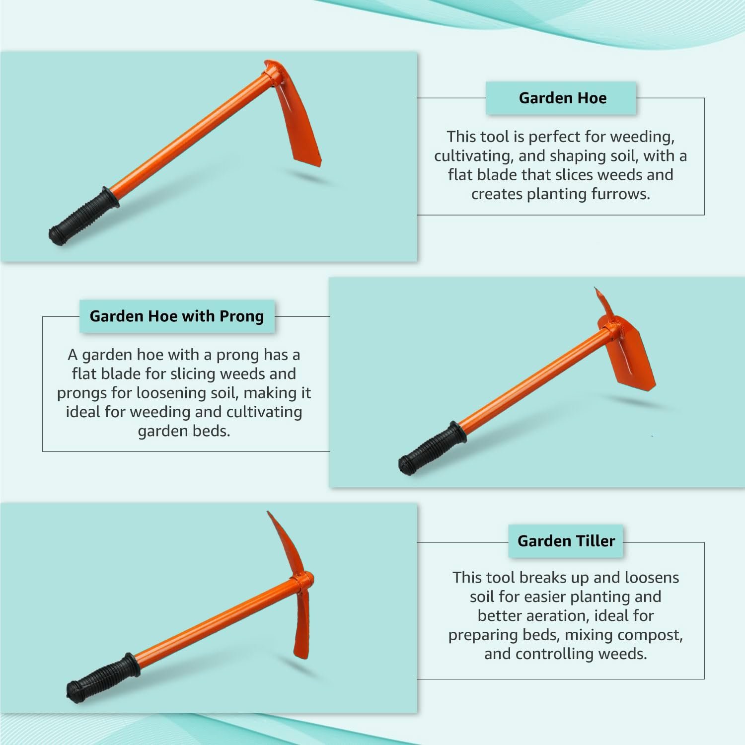 Heavy Duty Garden Kit | Garden Pickaxe (Tiller) & Hand Hoes with Prongs-2 Nos.|Garden Kit Essentials, Strong, Durable Steel Planter Accessories |Gardening Tools for Home Garden- Set of 3 - Image 5