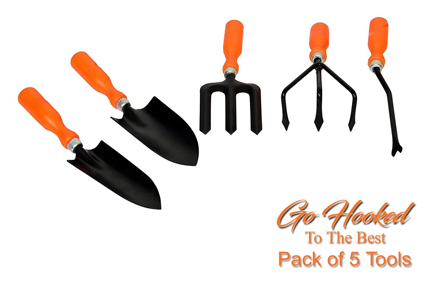 5 Pcs Gardening Tools Kit for All Your Gardening Needs (Orange & Black) (5 Pcs Set). - Image 2