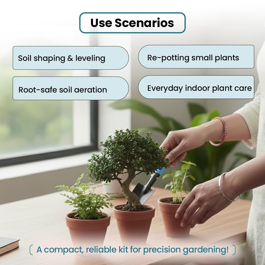 Mini Hand Tool Kit (3-Pc Set) | Mini Trowel, Mini Rake & Mini Cultivator | Compact Gardening Tools for Home & Pots. - Image 7