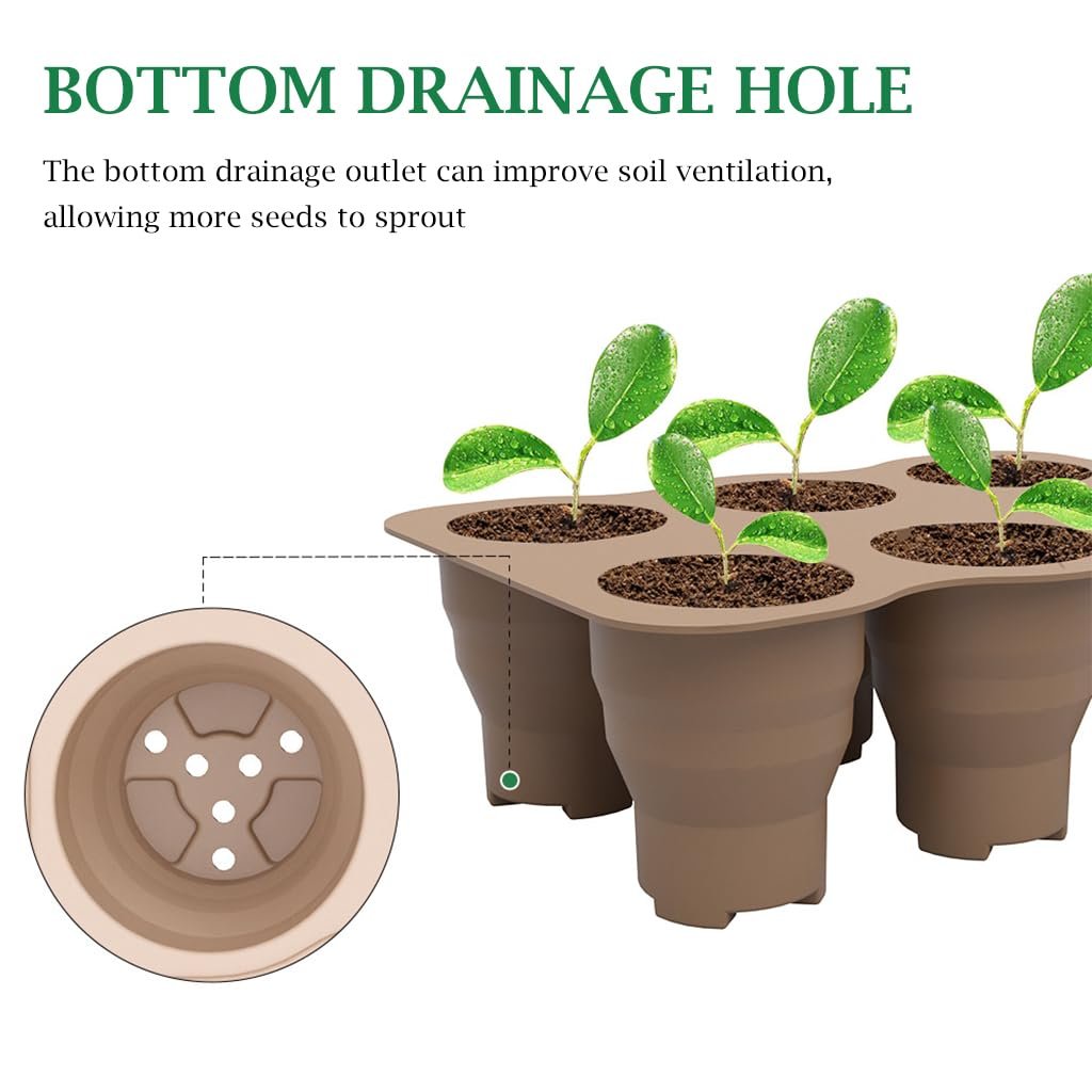 Silicone Seedling Tray, 6 Cell Reusable Germination Starter - Image 3