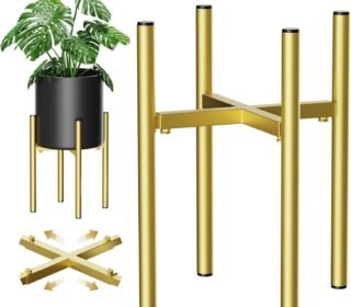 Plant Stand, Indoor Plant Stand Adjustable for 8 to12 inches Plant Pot, Metal Plant Stands For Indoor Plants Mid Century Stable Stylish Black Planter Stand for Outdoor, Black 1 Pack, Pot not Included