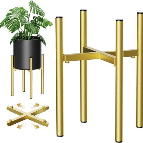 Plant Stand, Indoor Plant Stand Adjustable for 8 to12 inches Plant Pot, Metal Plant Stands For Indoor Plants Mid Century Stable Stylish Black Planter Stand for Outdoor, Black 1 Pack, Pot not Included