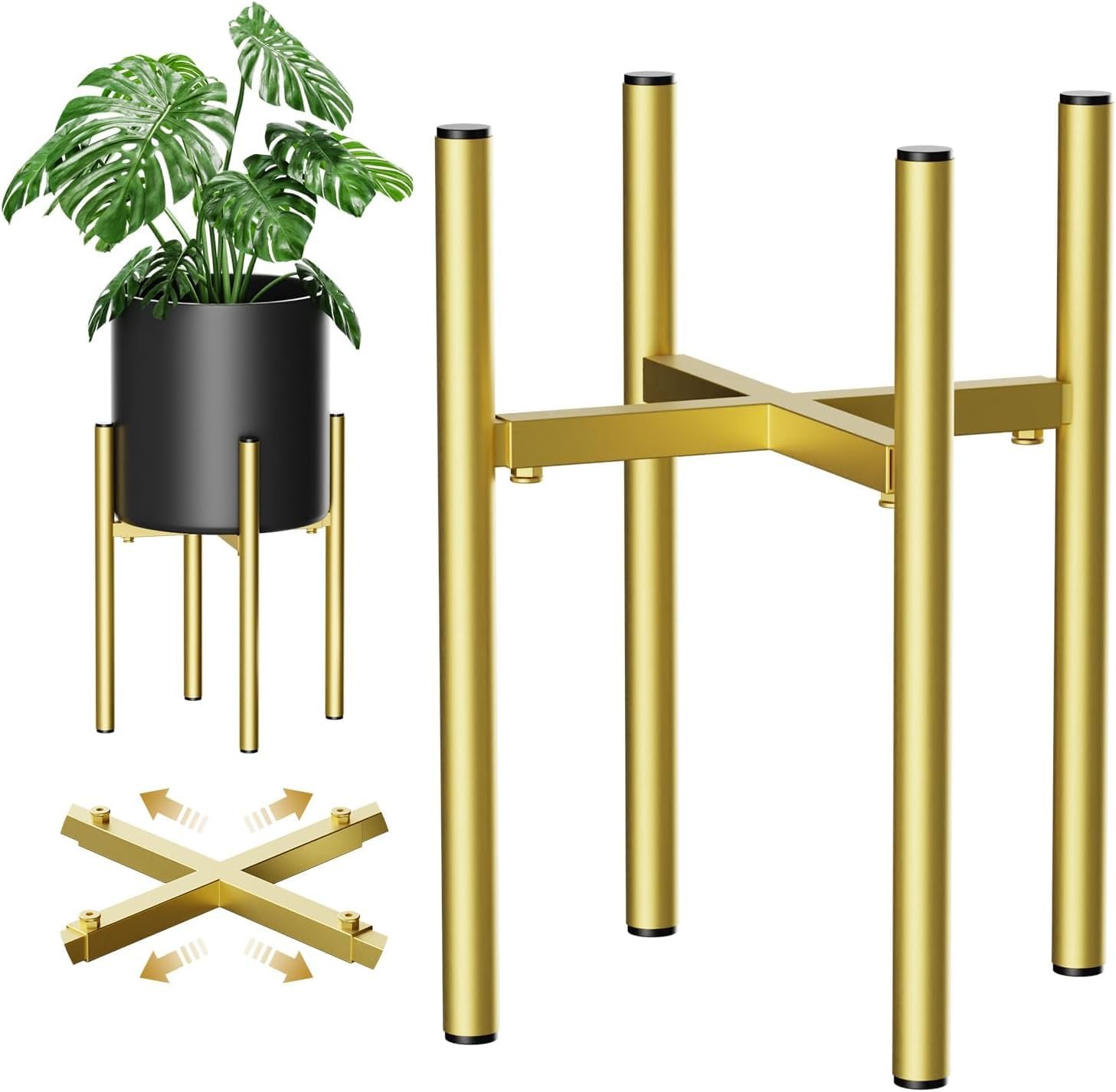 Plant Stand, Indoor Plant Stand Adjustable for 8 to12 inches Plant Pot, Metal Plant Stands For Indoor Plants Mid Century Stable Stylish Black Planter Stand for Outdoor, Black 1 Pack, Pot not Included