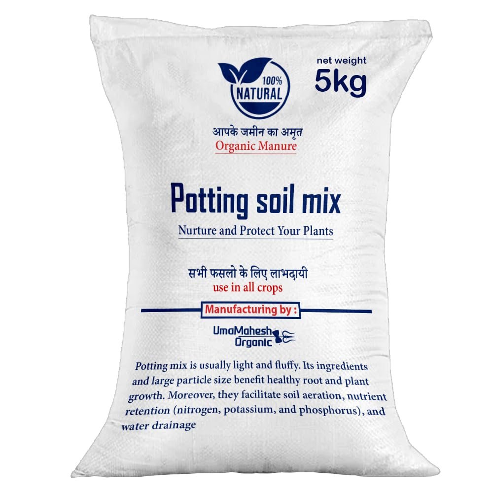 Umamahesh Organic Potting Mix Soil 5 Kg | Ready to Use Premium Planting Soil | Enriched with Cocopeat, Vermicompost & Organic Manure | Ideal for Indoor & Outdoor Plants
