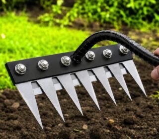 6 Teeth Garden Rake Heavy Duty Carbon Steel Rake Handle for Soil Loosening, Weeding, Lawn & Yard Cleaning – Multipurpose Outdoor Gardening Tool for Home Farm & Agricultural Use