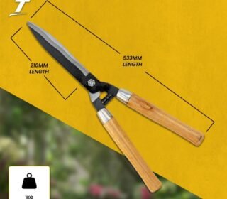 Garden Hedge Shears with Wooden Handle,Carbon Steel Blades