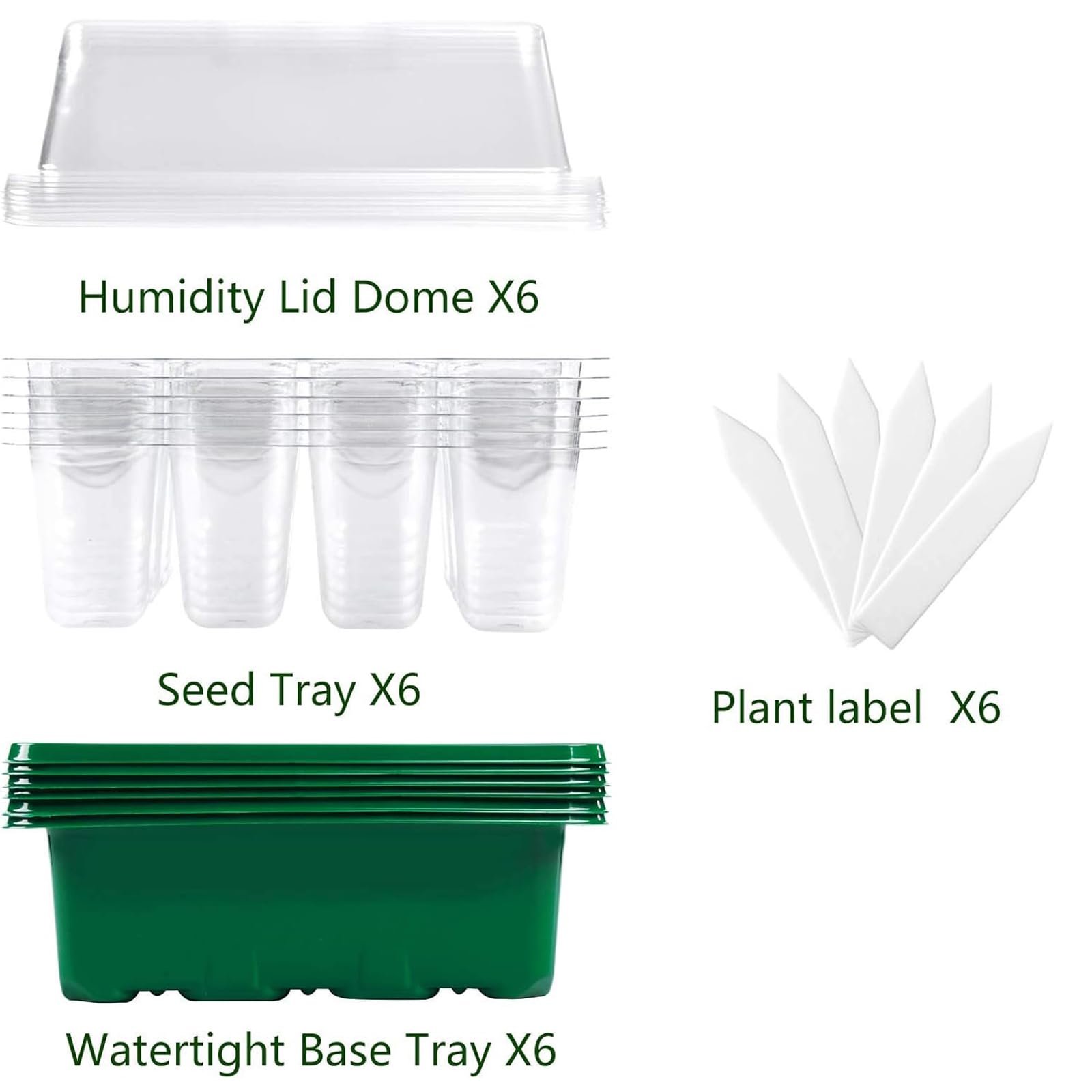 Seed Starter Tray, 6 Set Seedling Kits with Adjustable Humidity Dome, Plant Starter Kit for Seeds Growing Starting (12 Cells per Tray) - Image 3
