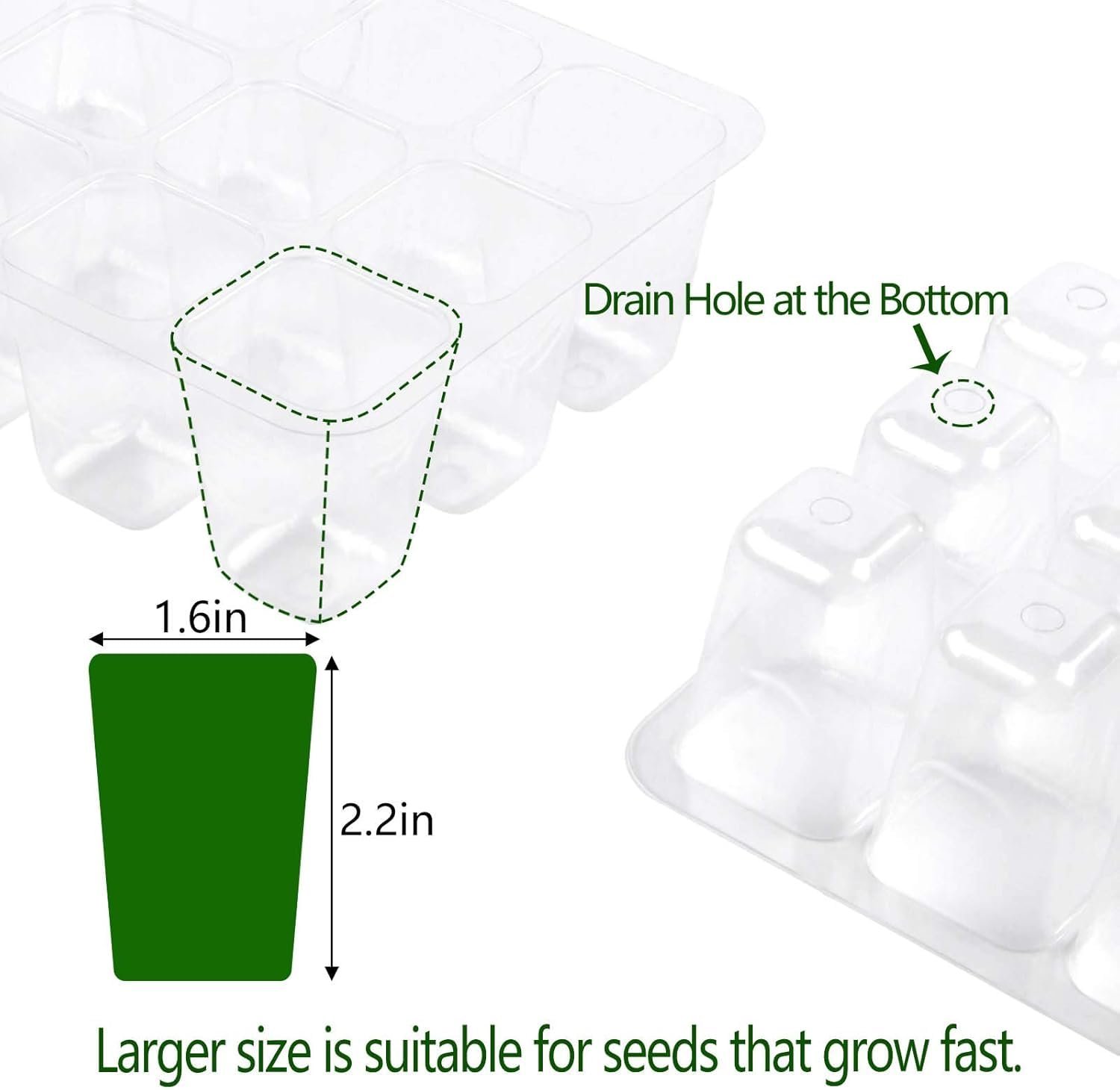 Seed Starter Tray, 6 Set Seedling Kits with Adjustable Humidity Dome, Plant Starter Kit for Seeds Growing Starting (12 Cells per Tray) - Image 6