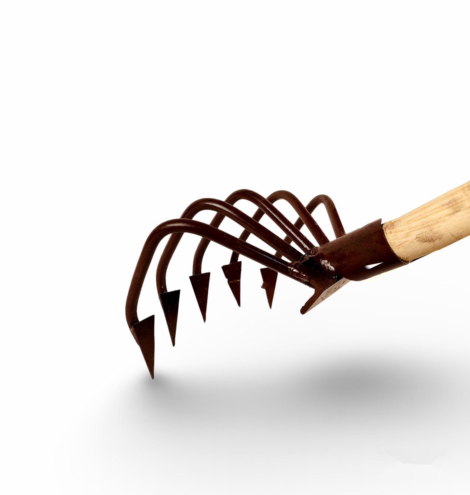 5 Prong Claw Garden Fork, Heavy Duty Cultivator with Wooden Handle, Large Tilling Tool for Soil Loosening