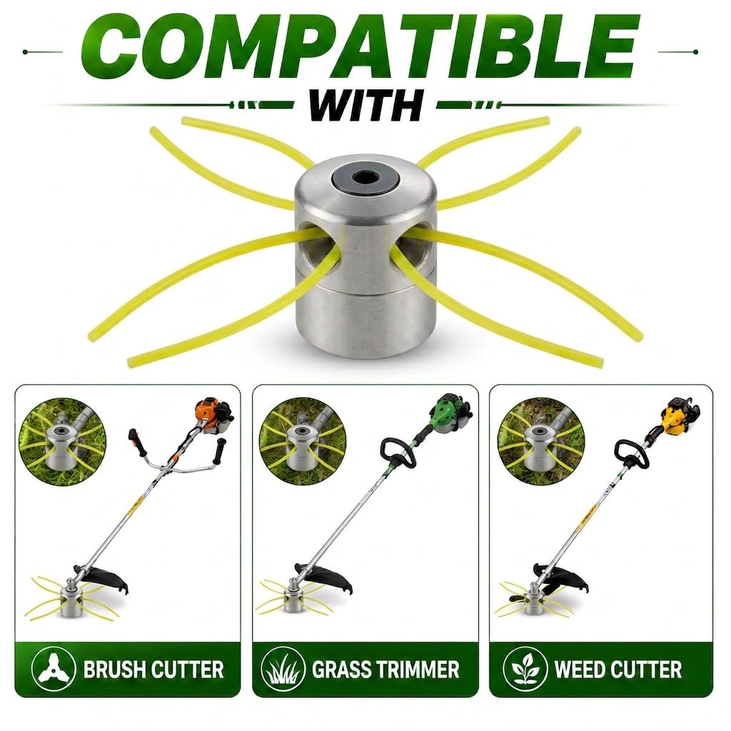 Weed Trimmer Head, Aluminum Grass Trimmer Head with 4 Lines Brush Cutter Head Lawn Mower Accessories Cutting Line Head for Strimmer - Image 3