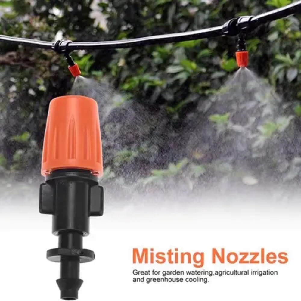 Outdoor Misting System with Adjustable Nozzles, Garden Irrigation Kit, Black, 6 Spray Heads, Automatic Watering System for Greenhouse, Patio, Lawn Cooling - Image 2