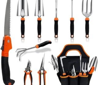 10Pcs Gardening Tools Kit, Heavy Duty Stainless Steel, Home Garden