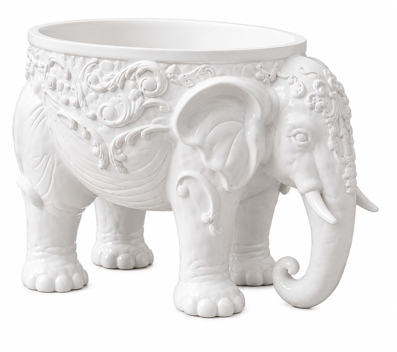AVINOHA Airavata Nano Marble Elephant Planter Bowl for Home Decor, White, Tulsi Pot, Functional & Decorative, 23.5 x 17.5 x 17 cm - Image 6