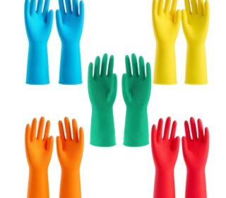 Heavy Duty Rubber Hand Gloves, Multi-Colour Pack of 5 Pairs, for Dishwashing, Gardening and Kitchen Cleaning Reusable Dry and wet Gloves
