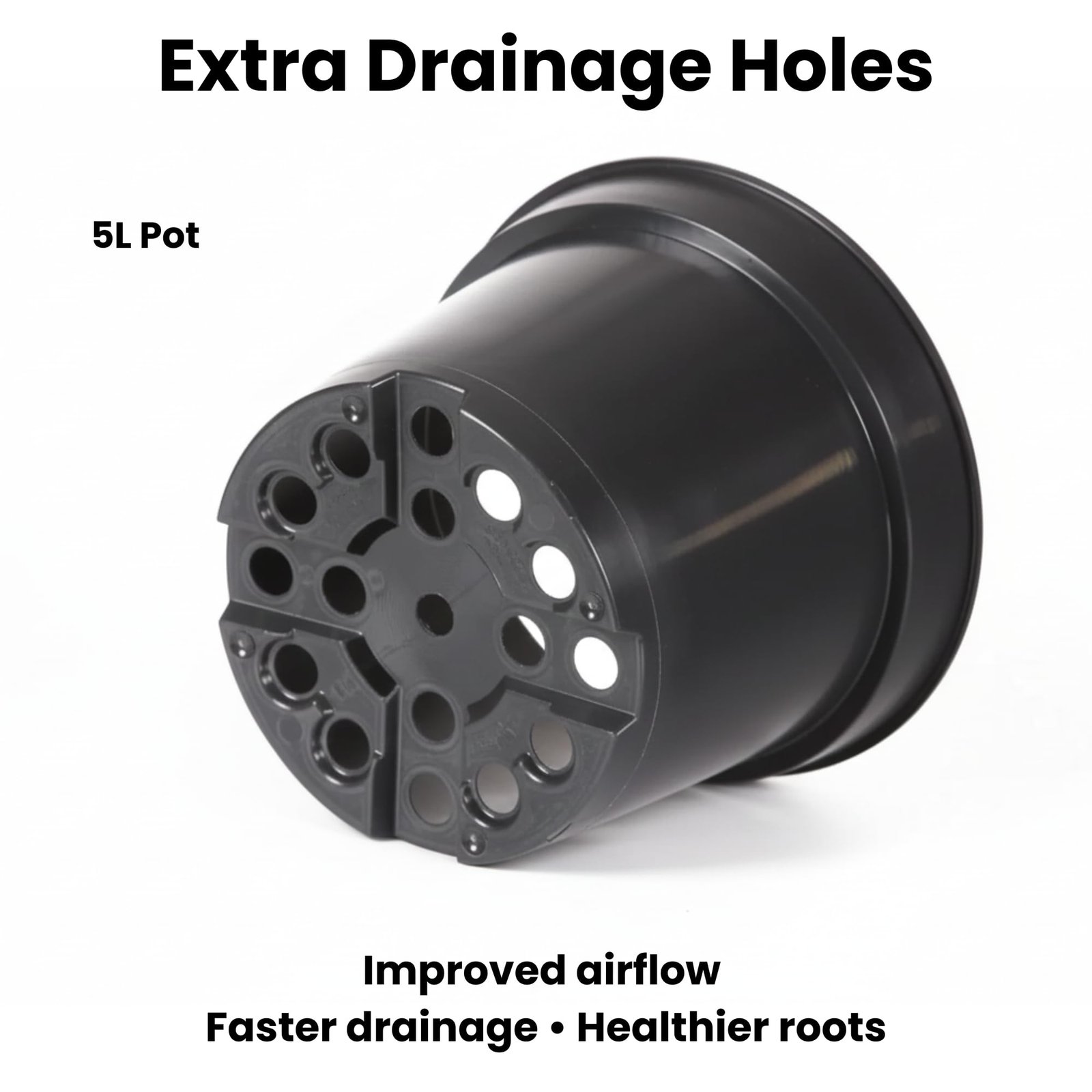 Black Plastic Plant Pots 0.5L 1L 2L 5L 7.5L 10L 12L 15L – Flower, Nursery & Growing Containers, Reinforced Rim, Extra Drainage – Multi Pack 1–200 (5L, Pack of 10) - Image 3