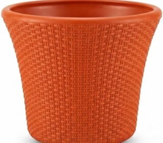 Premium Woven Design Plastic Plant Pots | Durable Indoor & Outdoor Planters for Home Decor, Garden, Balcony & Terrace | Decorative Planter Pots for Plants | Multicolour (10, Orange, 12 INCHI)