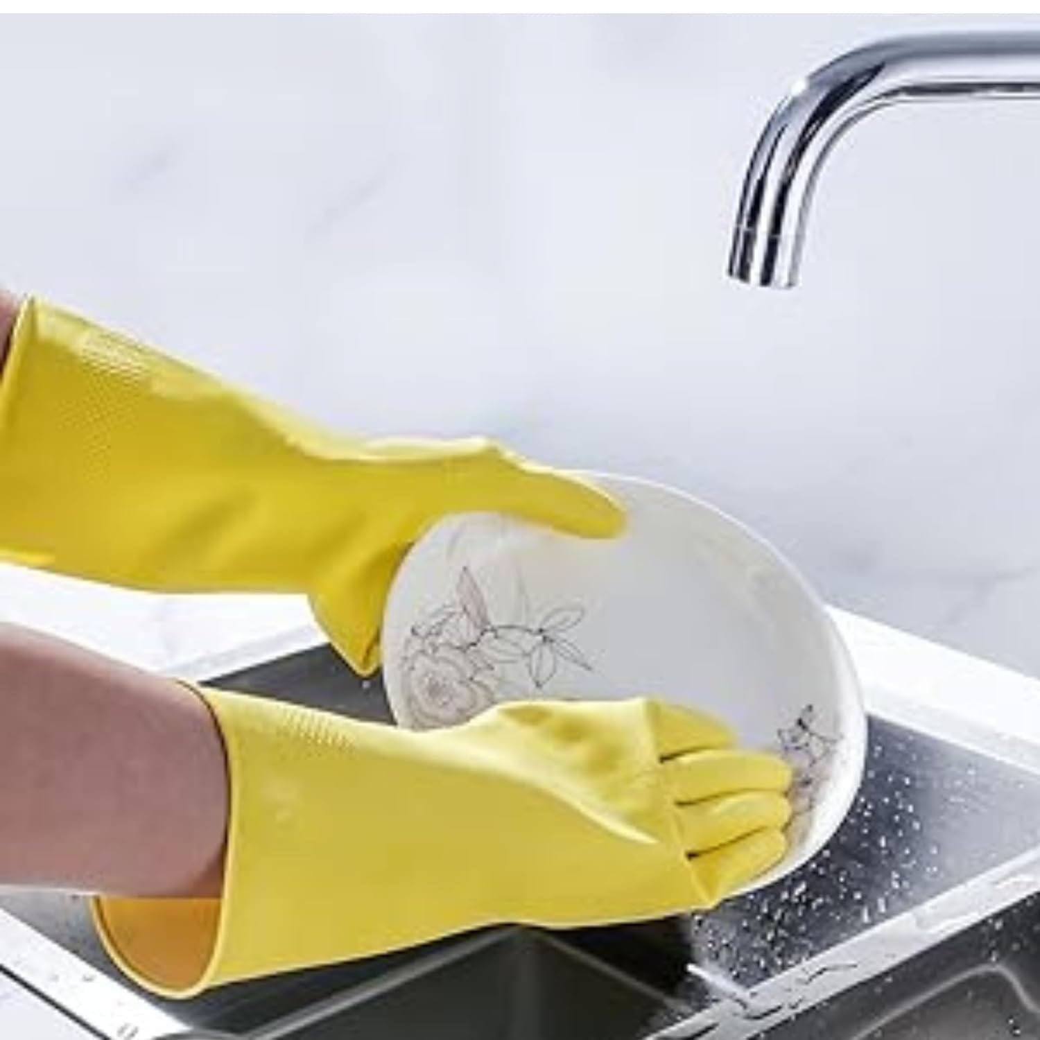 Heavy Duty Rubber Hand Gloves, Multi-Colour Pack of 5 Pairs, for Dishwashing, Gardening and Kitchen Cleaning Reusable Dry and wet Gloves - Image 2