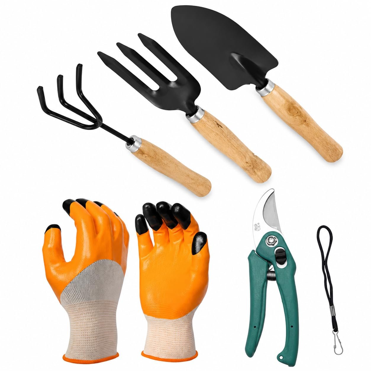 Sptronik Garden Tool Set Combo with Flower Cutter Heavy Gardening Cut Tool with Garden Tool Set (Wooden Handle and Black Metal) (with Cutter)