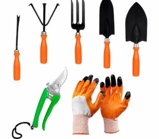 Garden Tool Set Combo,7 Pcs Gardening Tools Kit for Home Garden-(Cultivator, Fork,Trowels,Weeder,Gloves,Pruner Cutter),Lightweight, Portable, Durable Gardening Items for Indoor and Outdoor Use