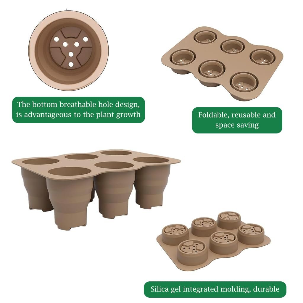 Silicone Seedling Tray, 6 Cell Reusable Germination Starter - Image 4