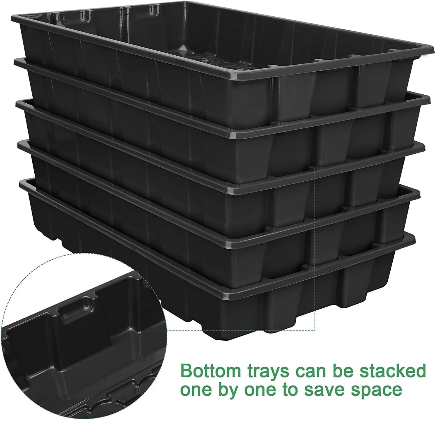 Seedling Trays Seed Starter Tray, 5-Pack Mini Propagator Plant Grow Kit Greenhouse with Humidity Vented Domes and Base for Seeds' Starting (40 Cells Per Tray, Total 200 Cells), Black - Image 4