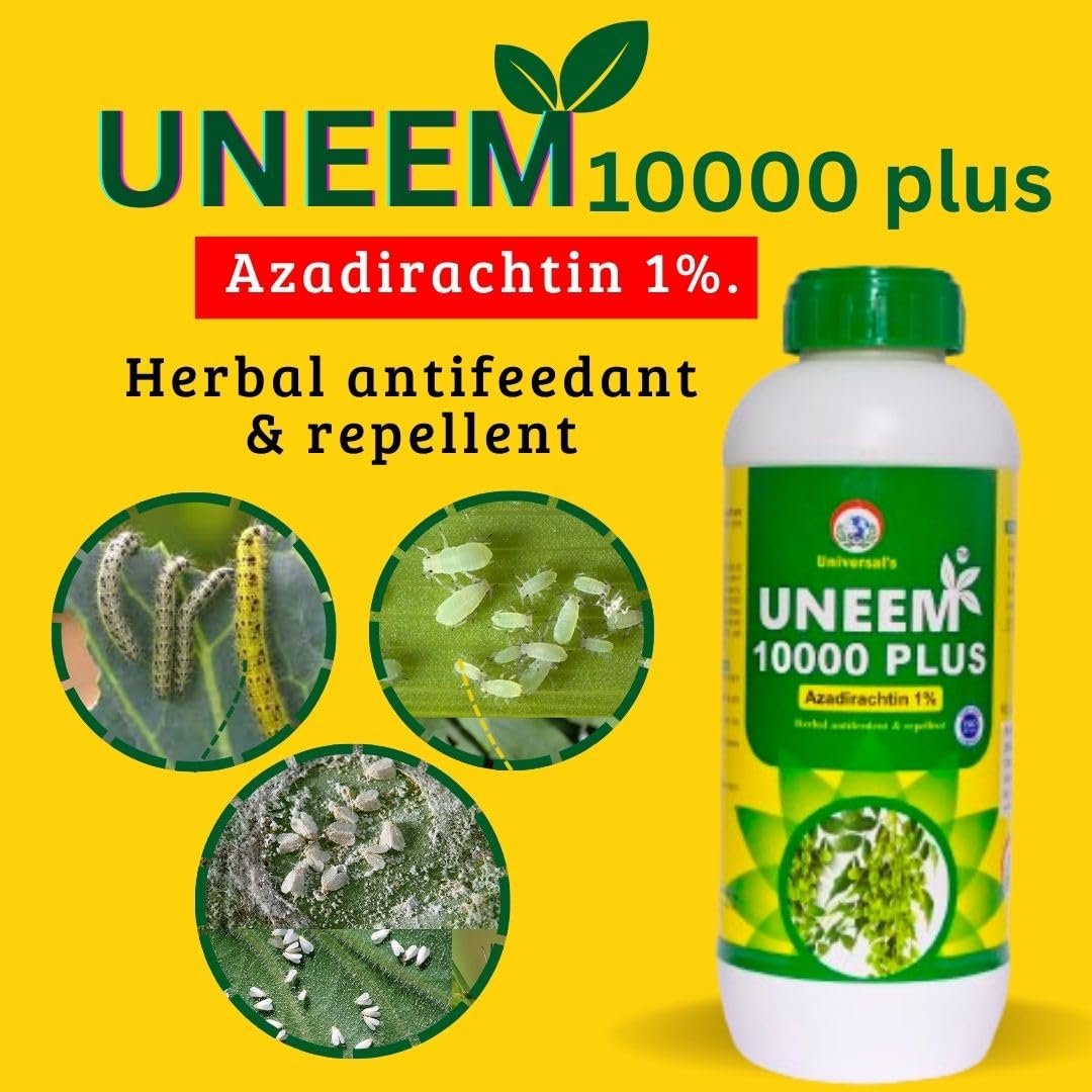 Neem Oil 10000 PPM | Pure Natural Pest Repellent For Organic Farming And Gardening | All Purpose Indoor & Outdoor | Neem Oil For Plants Azadirachtin With Free Measuring Cup - 1 LTR