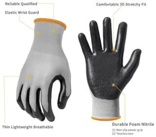 Reusable Heavy Duty Industrial Safety Gloves for Cut Resistant Hand Protection - Ideal for Garden, Farming, and Mechanical Work Industrial Gloves Safety Gloves (GREY BLACK, PACK OF 20 PAIR)