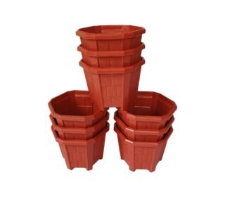 Nimmi Small Pot Decoration of Balcony Garden and Outdoor Combo of 9 Flower Plant Plastic Gamla 15 * 15 * 12 CM