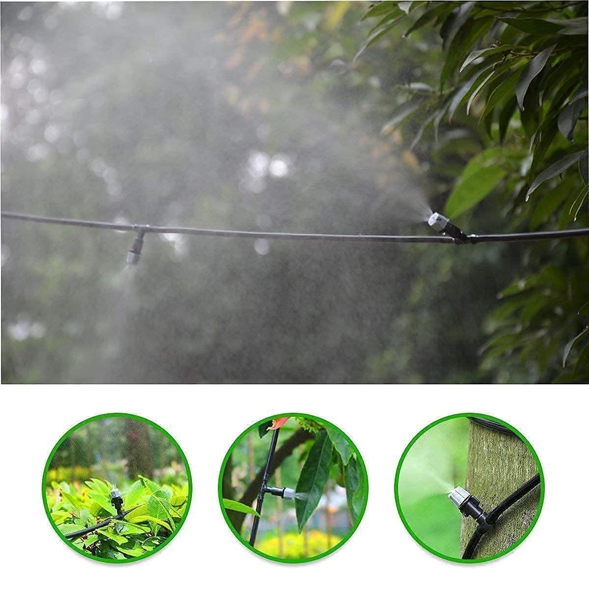 Outdoor Misting System with Adjustable Nozzles, Garden Irrigation Kit, Black, 6 Spray Heads, Automatic Watering System for Greenhouse, Patio, Lawn Cooling - Image 3