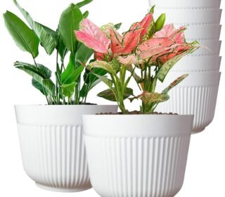 12 Inch Flower Pots Big Size Planters Indoor & Outdoor Home Gardening Pots for Plants Plastic Gamla for Flowers, Herbs, Cactus Plant Pots (Pack of 8)