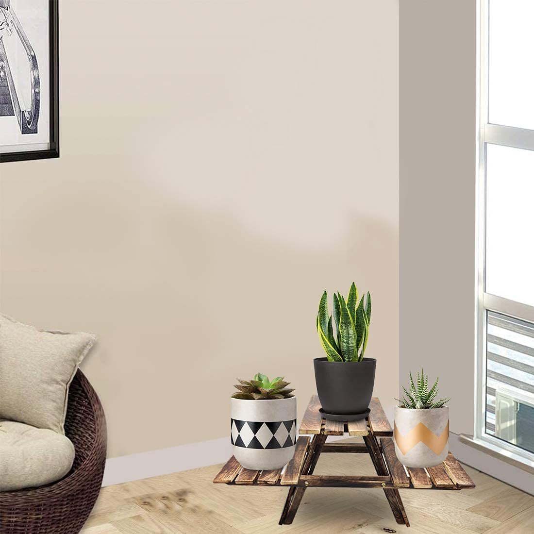 Decorative Wooden 3 Tier Plant Holder Stand, Multi-Level Flower Pot and Vase Display Rack for Home, Balcony, Living Room and Garden, Freestanding Plant Organizer Shelf for Indoor and Outdoor Decoration - Image 2