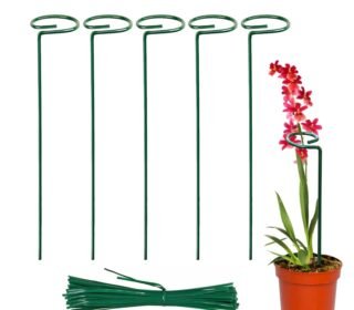 ® 18 Inches Premium Plant Support Stakes, Sturdy Metal Construction for Strong and Healthy Plant Growth (Light Green - 5 pcs)