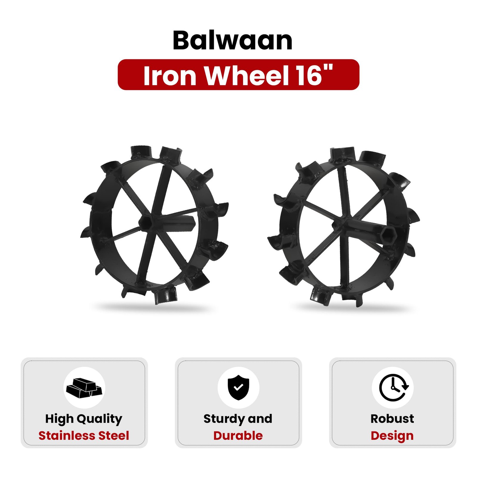 Iron Wheel 16-Inch Soil Tiller Cultivator | IW-16 - Image 2